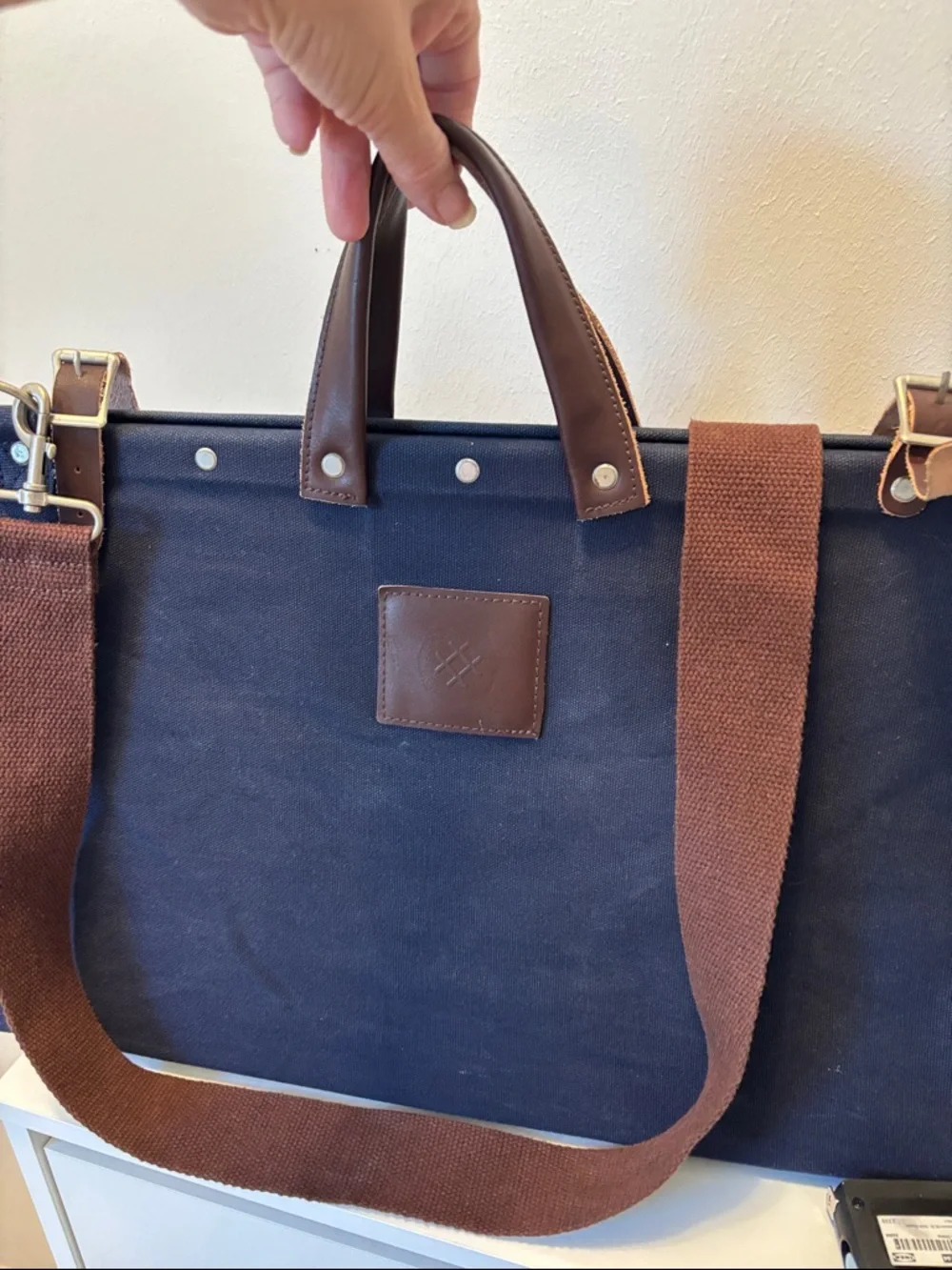 Line of Trade Navy Canvas Weekender Leather Trim and Adjustable Strap